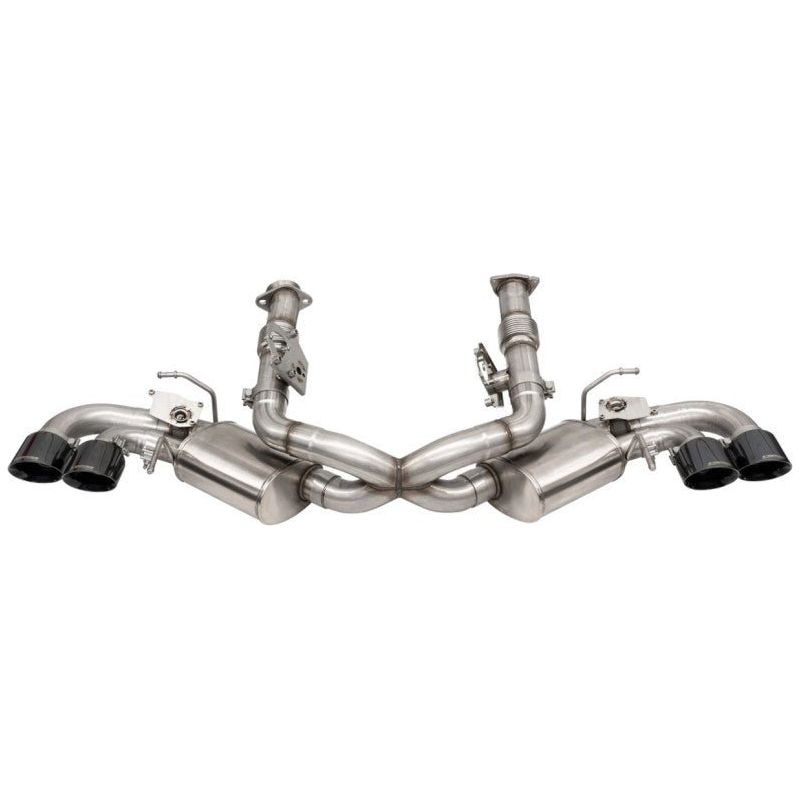 Corsa 2020 Corvette C8 3in Valved Cat-Back 4.5in Blk Quad Tips Fits Factory Perf Exhaust Deletes AFM - NP Motorsports