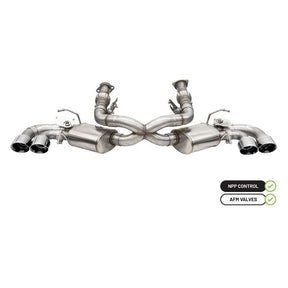 Corsa 2020 Corvette C8 3in Valved Cat-Back 4.5in Pol Quad Tips - Fits Factory Perf Exhaust w/ AFM - NP Motorsports