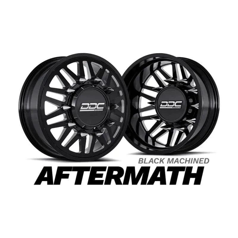 DDC Aftermath Black/Milled 22X8.25 8X165 Dually Wheel Set | 94-18 Dodge Ram 3500 and 92-10 GM 3500 - NP Motorsports