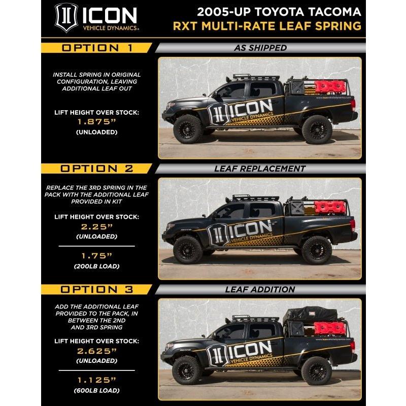ICON 2005+ Toyota Tacoma Multi Rate RXT Leaf Pack w/Add In Leaf - NP Motorsports