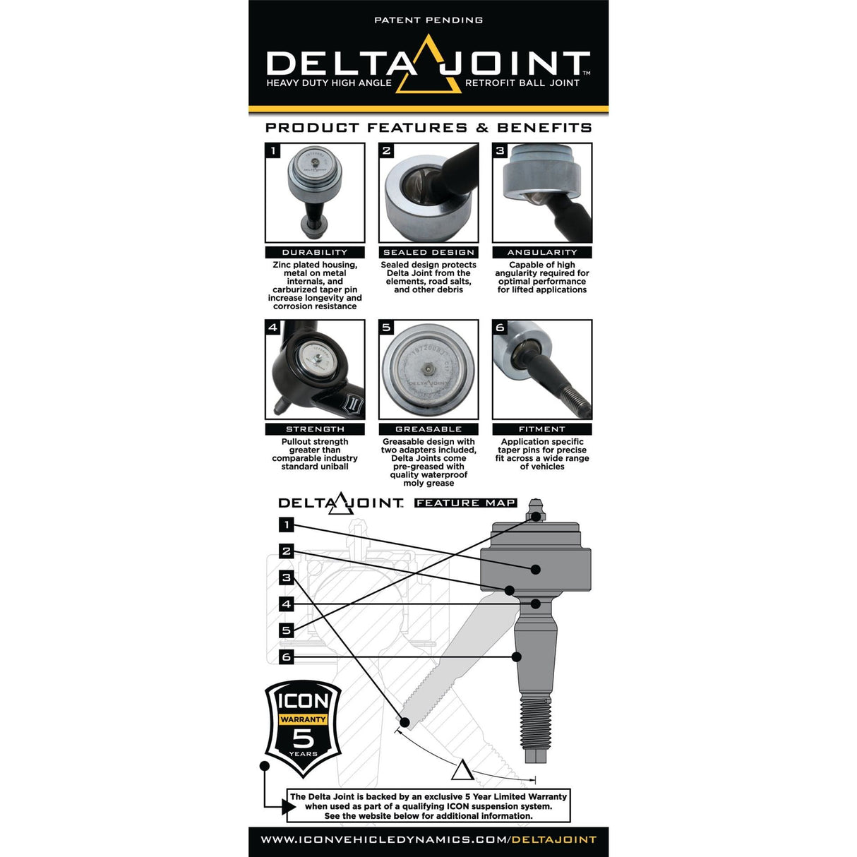 ICON 2007+ Toyota FJ / 2003+ Toyota 4Runner Non-ICON Upper Control Arm 1in Retrofit Delta Joint Kit - NP Motorsports