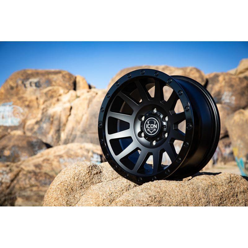 ICON Compression 18x9 5x150 25mm Offset 6in BS 110.1mm Bore Double Black Wheel - NP Motorsports