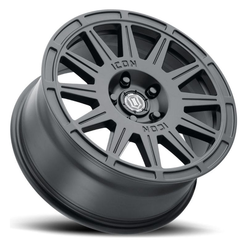 ICON Ricochet 17x8 5x4.5 38mm Offset 6in BS Satin Black Wheel - NP Motorsports