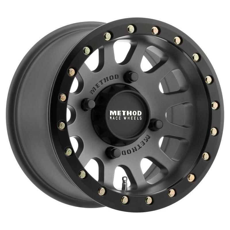 Method MR401 UTV Beadlock 15x7 / 4+3/13mm Offset / 4x156 / 132mm CB Titanium Wheel- Matte Black Ring - NP Motorsports