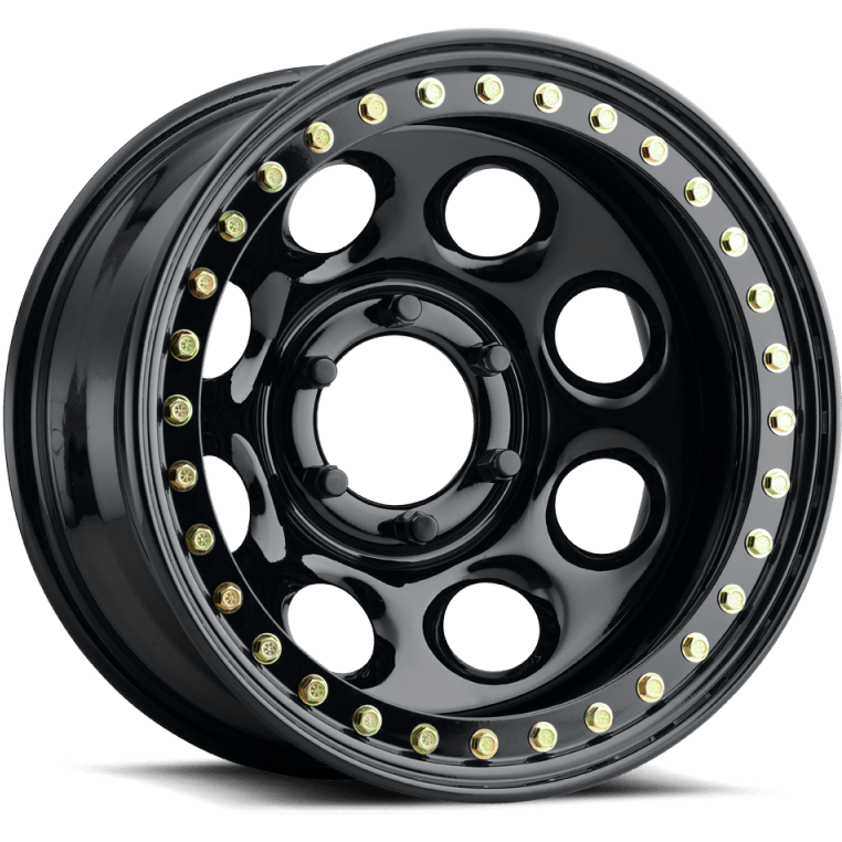 Raceline RT81 Rock 8 17x9.5in/8x165.1 BP/-44mm Offset/130.81mm Bore - Gloss Black Beadlock Wheel - NP Motorsports