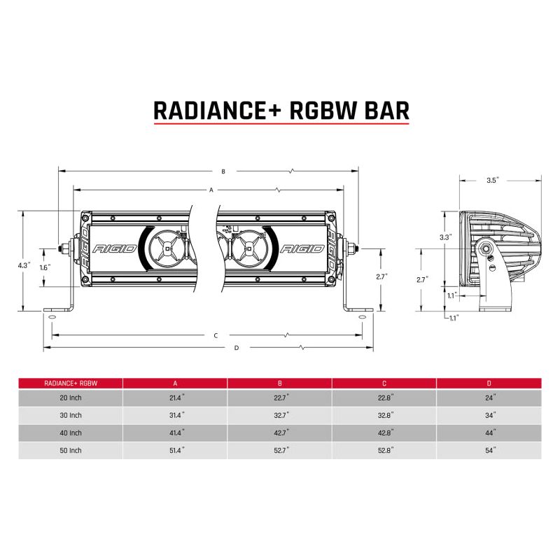Rigid Industries Radiance+ 30in. RGBW Light Bar - NP Motorsports