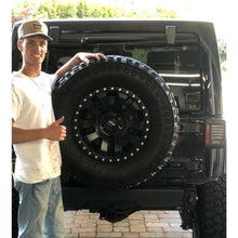 Load image into Gallery viewer, Smittybilt 2843 Pivot HD Oversize Tire Carrier for 2007-2018 Jeep Wrangler JK | Black - Truck Accessories Guy