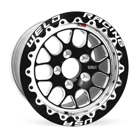 Weld S77 15x10.33 / 5x120mm BP / 7.5in. BS Black Wheel (Medium Pad) - Black Single Beadlock MT - NP Motorsports